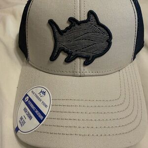 Southern tide Gray/navy blue hat  with fish emblem nwt